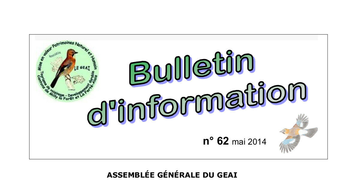 bulletin d'information n°62 de mai 2014