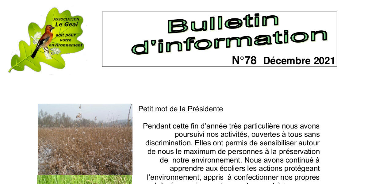 Bulletin d’information n°78 décembre 2021