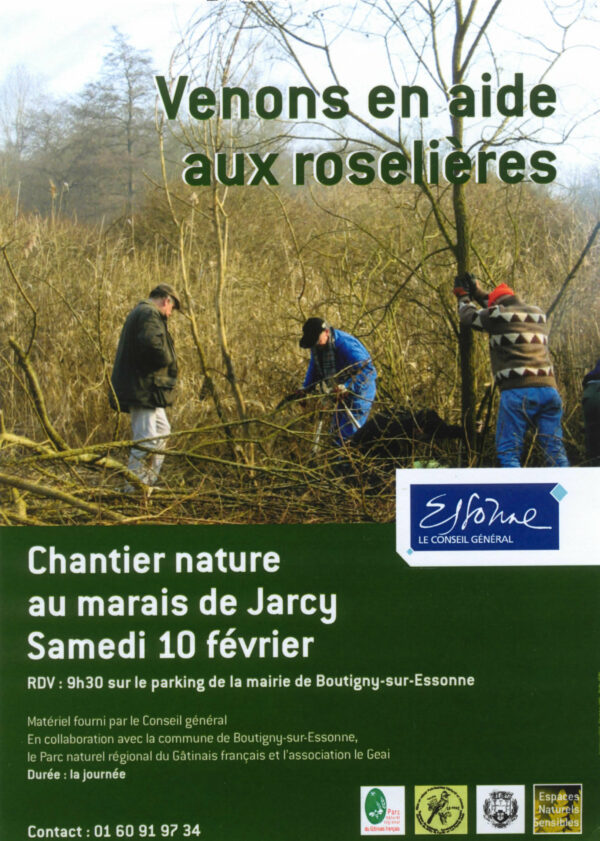 Affiche Chantier nature au marais de Jarcy Samedi 10 février