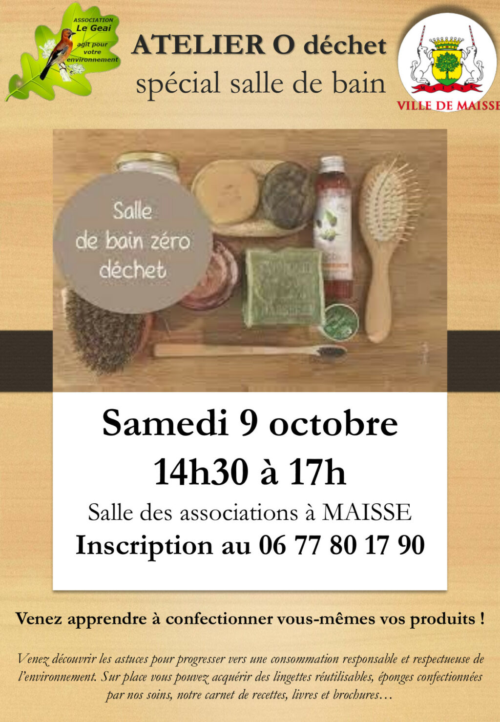 Atelier 0 déchet spécial salle de bain le 9 octobre 2021 à Maisse