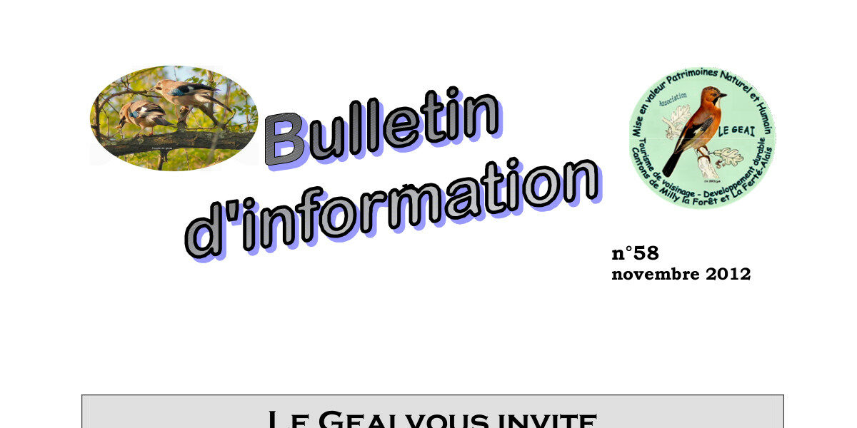 bulletin d'information n°58 de novembre 2012