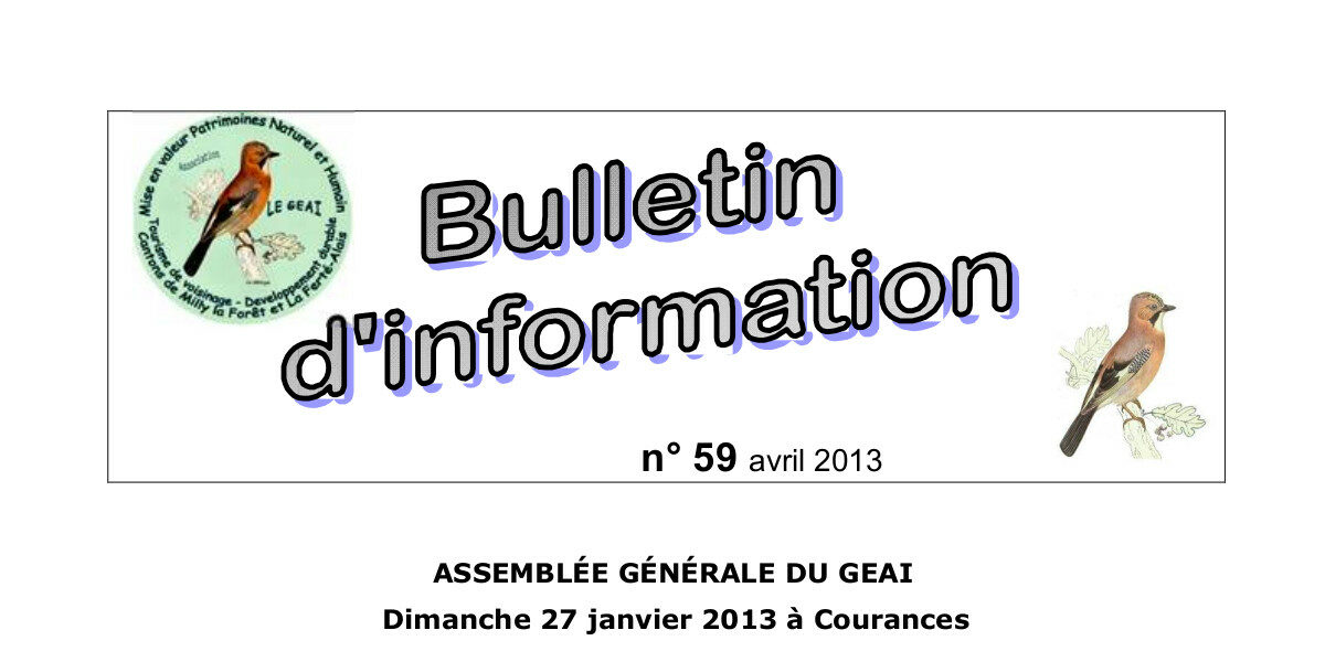 bulletin d'information n°59 d'avril 2013