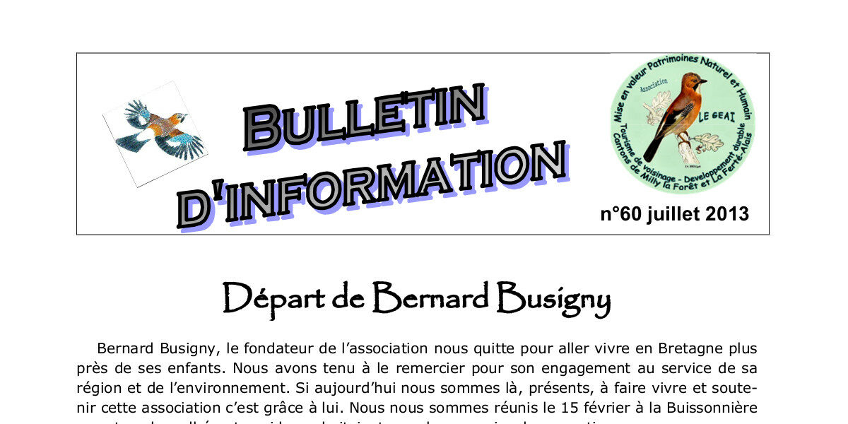 bulletin d'information n°60 de juillet 2013