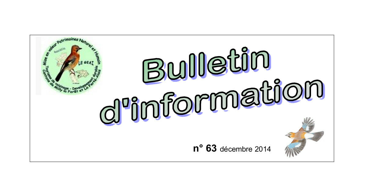 bulletin d'information n°63 de décembre 2014