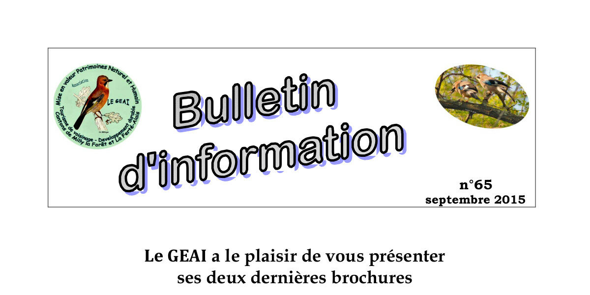 bulletin d'information n°65 de septembre 2015