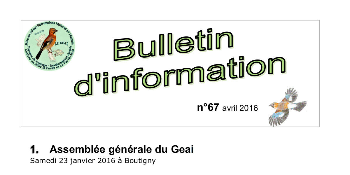 bulletin d'information n°67 d'avril 2016