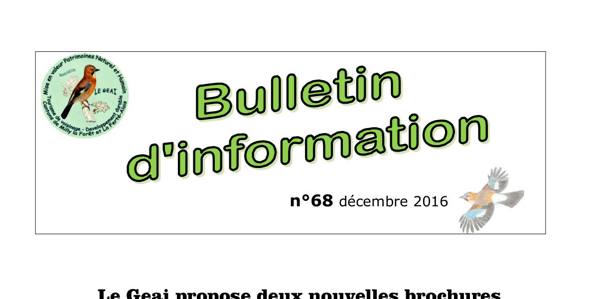 bulletin d'information n°68 de décembre 2016