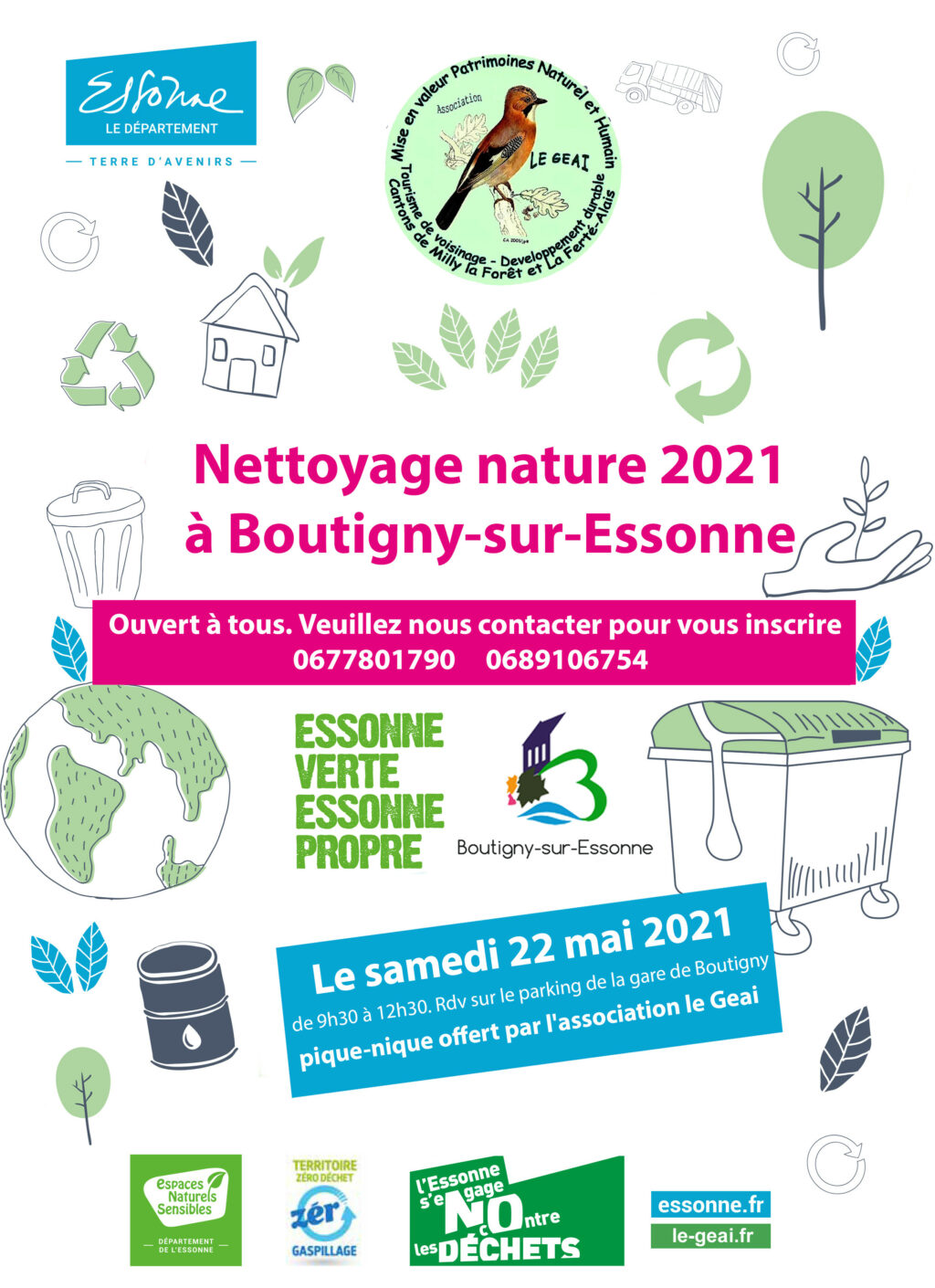 Opération de nettoyage à Boutigny-sur-Essonne le samedi 22 mai 2021.
