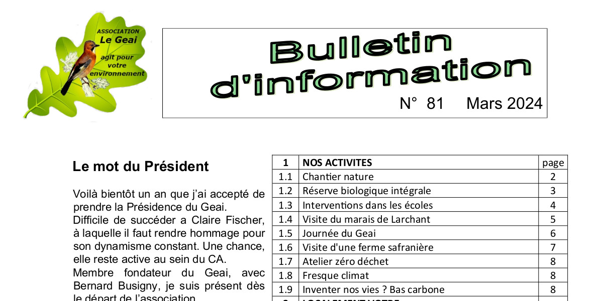 bulletin d'information n°81 de mars 2024