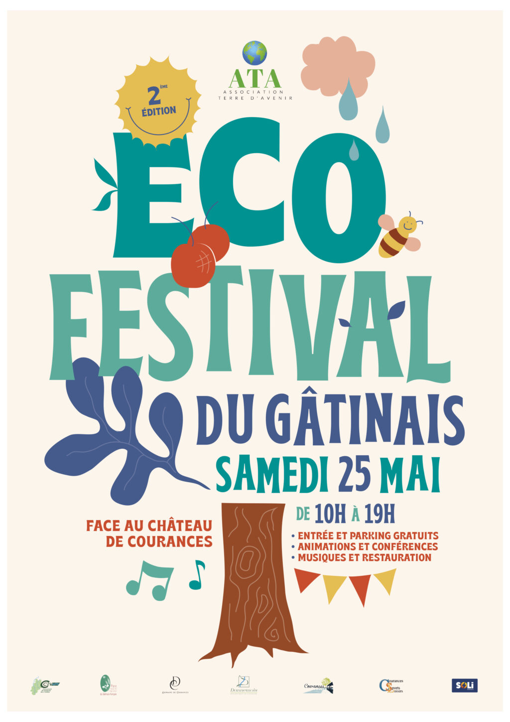 Affiche de l'Eco Festival du Gâtinais le 25 mai 2024.