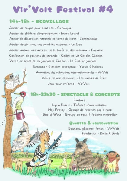 Programme du festival Vir'Volt 2025, samedi 15 juillet 2025 de 14h à 23h30 à la Ferté-Alais.