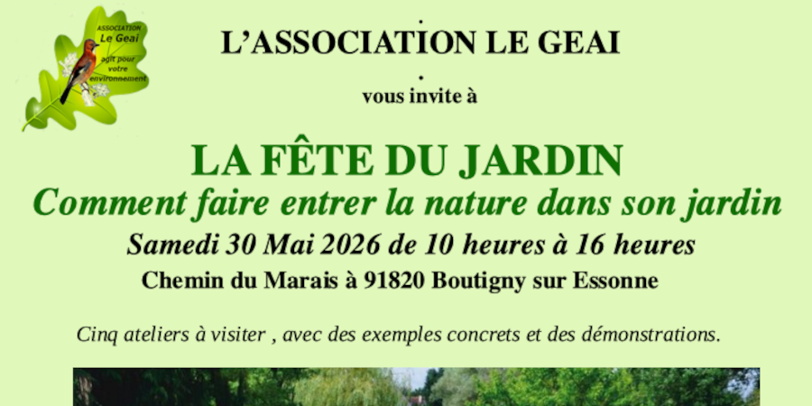 La Fête du Jardin, le 30 mai 2026 à Boutigny-sur-Essonne